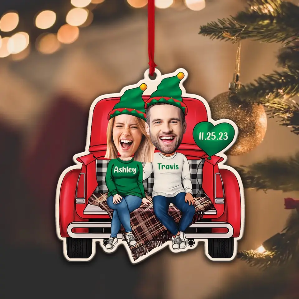 Couple in Christmas Trunk, Personalized Face & Names Ornament, Funny Hanging Decor, Xmas Gift for Couples - Image 7