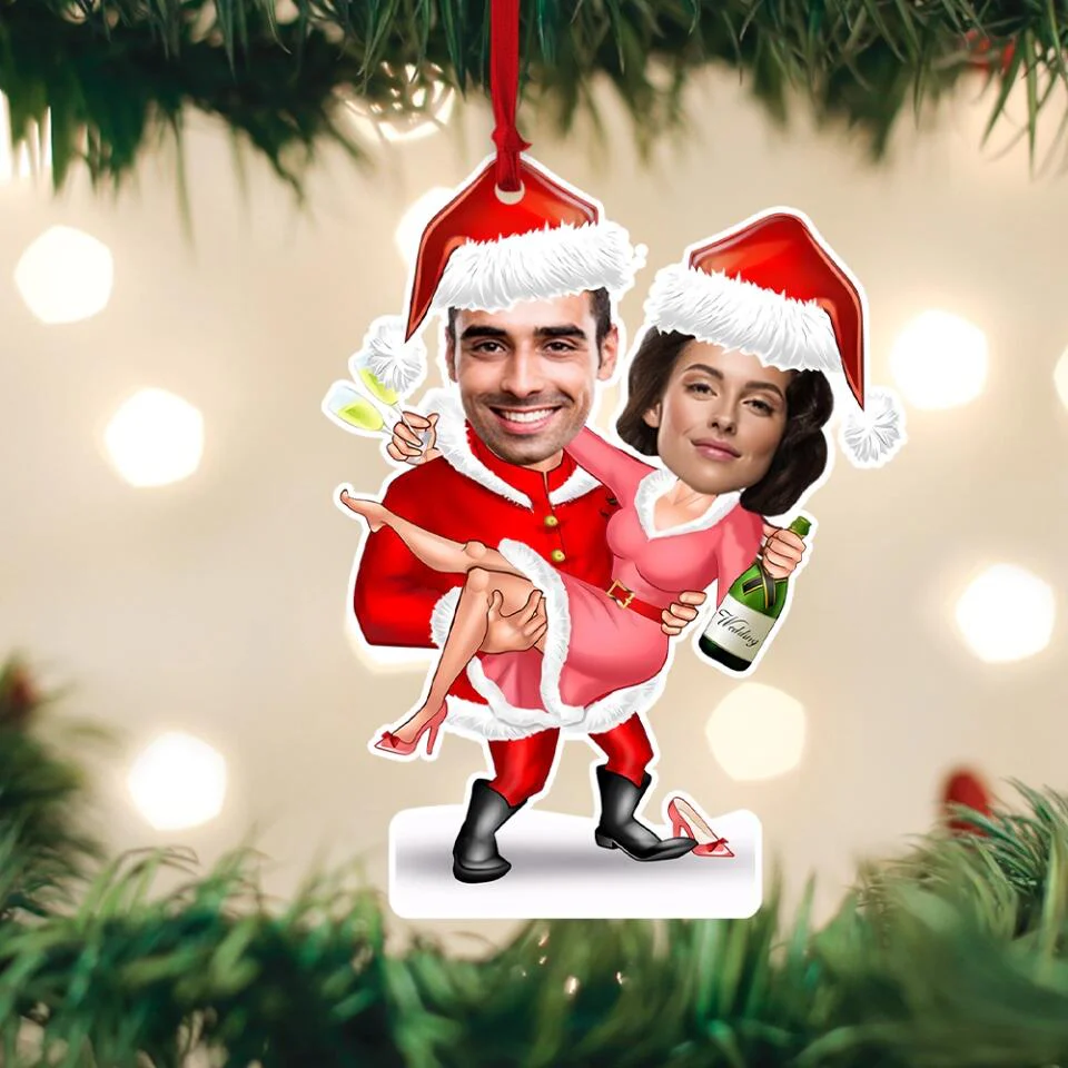 Couple on Christmas Costume - Personalized Upload Photo Acrylic Ornament - Christmas Gift for Couple - Image 4