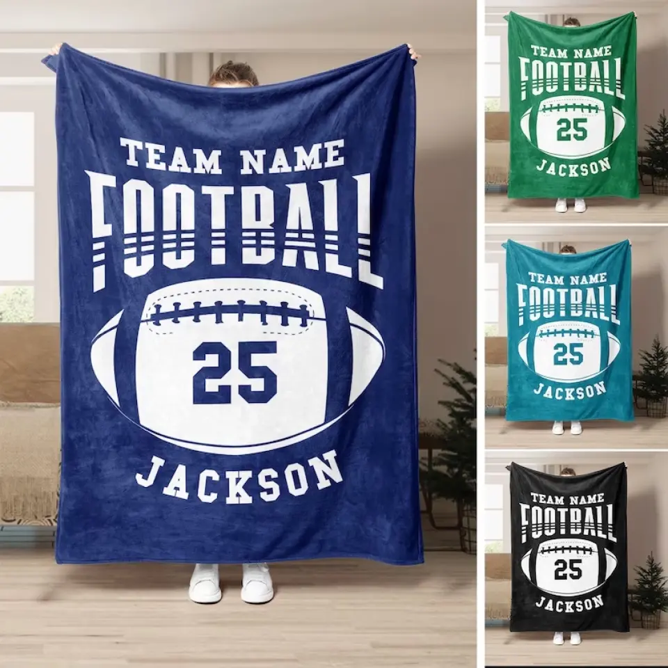 Cozy Team Pride, Fleece Throw Blankets, Personalized Gift for Football Players, Football Lovers | 310IHPBNBL498 - Image 12