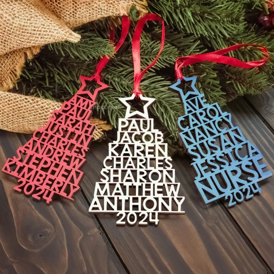 Custom Family Names 2025 Christmas Tree - Best Housewarming Presents - Custom Ornament - Christmas Gift - Image 9