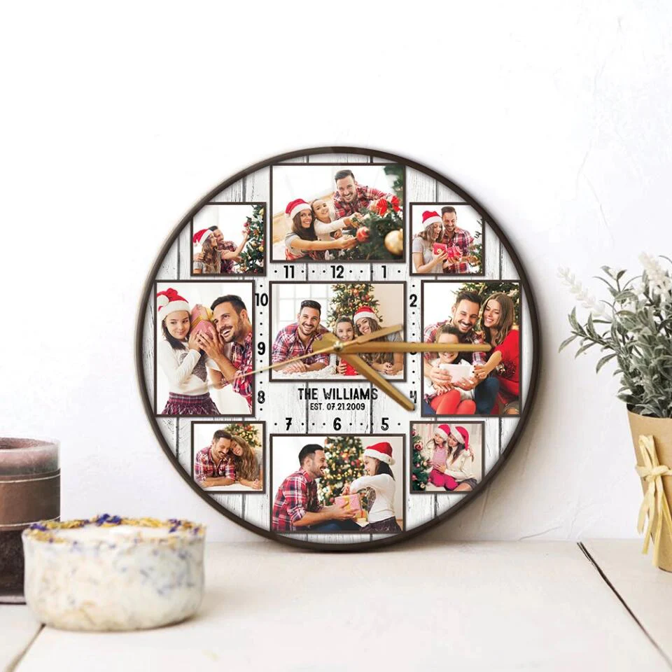 Custom Family Photo Collage - House Warming Present Idea - Custom Wall Clock - Christmas Gift For Parents - Image 10