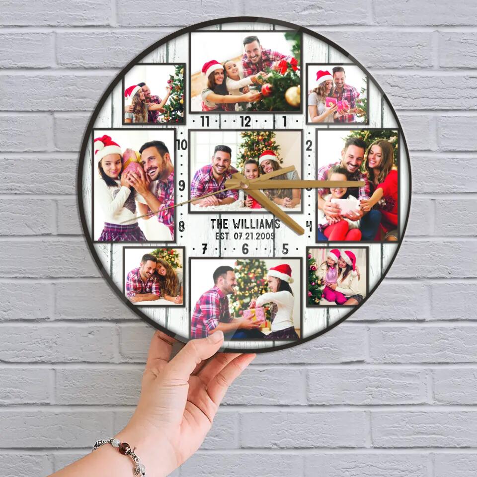Custom Family Photo Collage - House Warming Present Idea - Custom Wall Clock - Christmas Gift For Parents - Image 3