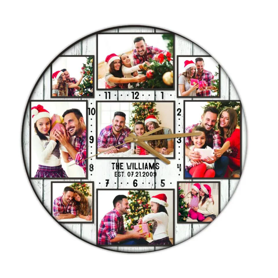 Custom Family Photo Collage - House Warming Present Idea - Custom Wall Clock - Christmas Gift For Parents - Image 4