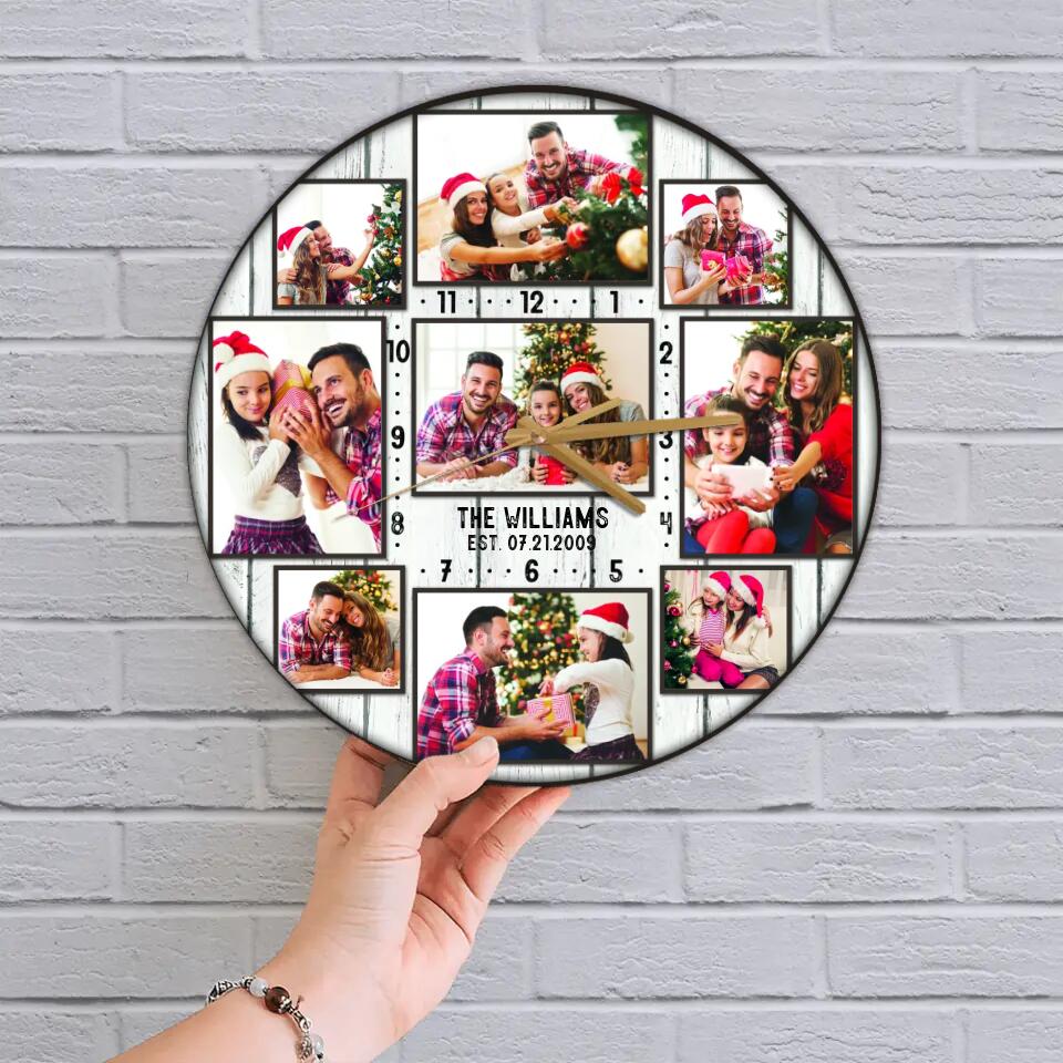 Custom Family Photo Collage - House Warming Present Idea - Custom Wall Clock - Christmas Gift For Parents - Image 6