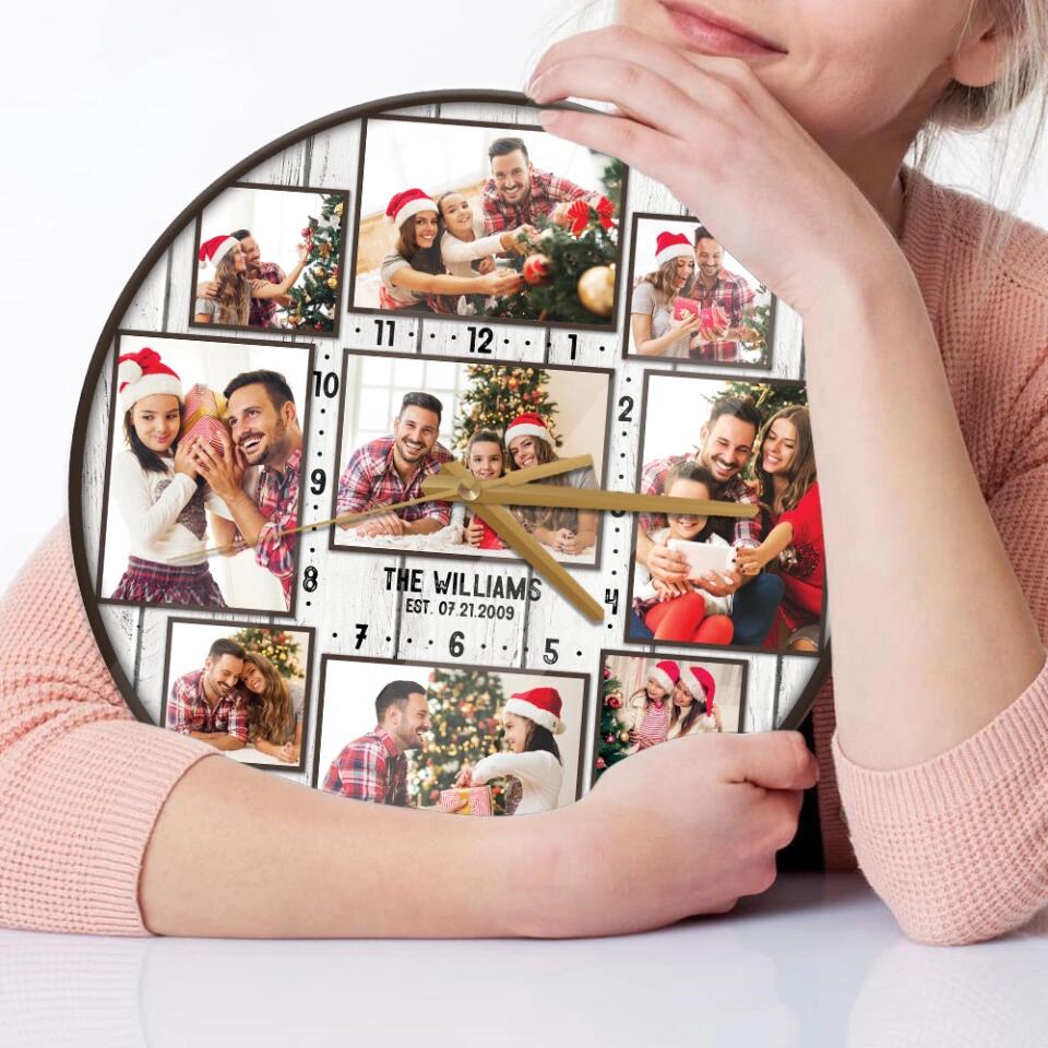 Custom Family Photo Collage - House Warming Present Idea - Custom Wall Clock - Christmas Gift For Parents - Image 8