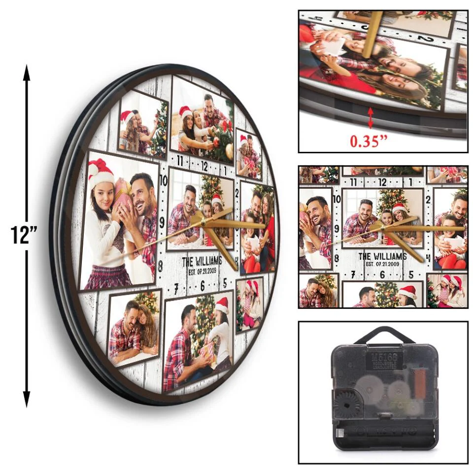 Custom Family Photo Collage - House Warming Present Idea - Custom Wall Clock - Christmas Gift For Parents - Image 9