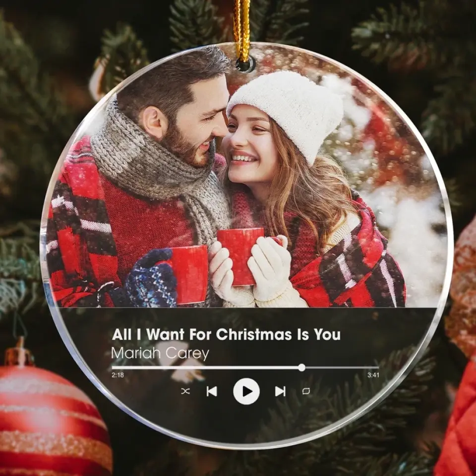 Custom Favorite Song - Personalized Acrylic Ornament with Photo - Christmas Gift for Her Him - Image 3