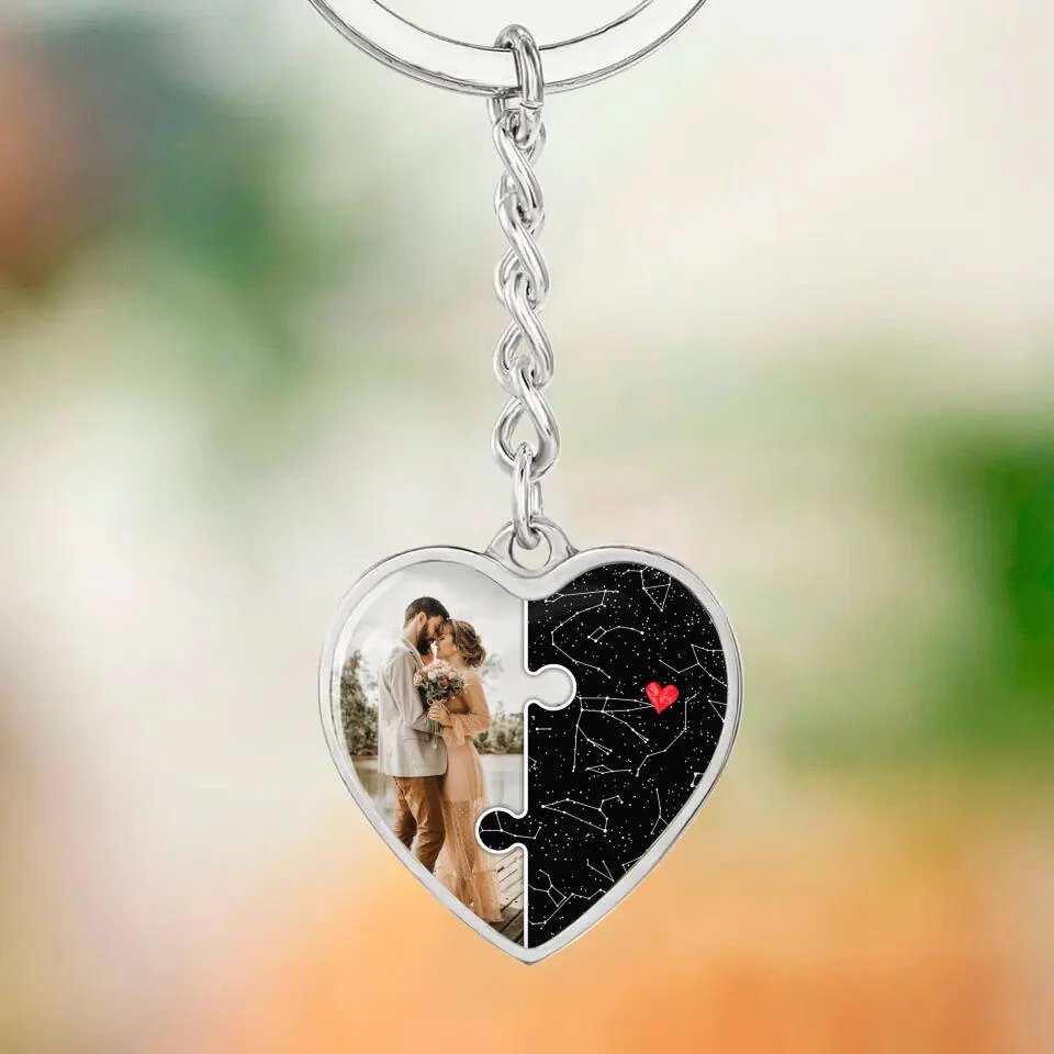 Custom Map And Photo Keychain And Heart Necklace Anniversary Gift For Her - Image 10
