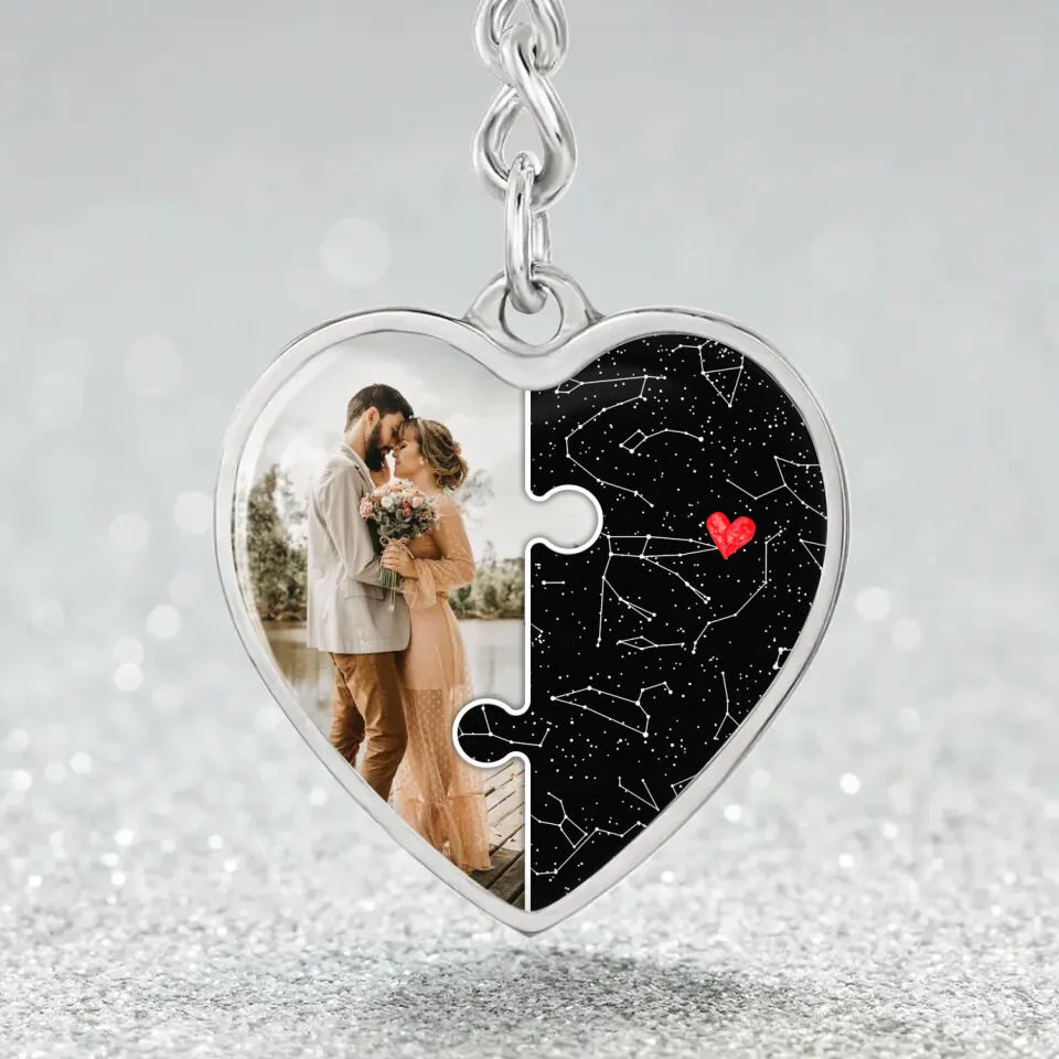 Custom Map And Photo Keychain And Heart Necklace Anniversary Gift For Her - Image 11