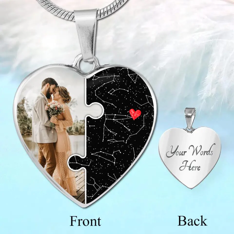 Custom Map And Photo Keychain And Heart Necklace Anniversary Gift For Her - Image 2