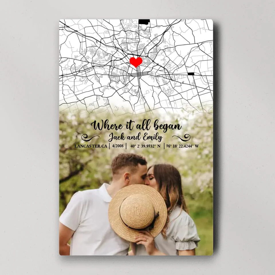Custom Map Photo Quote Where It All Began Canvas Poster Wedding Gift For Couples - Image 6