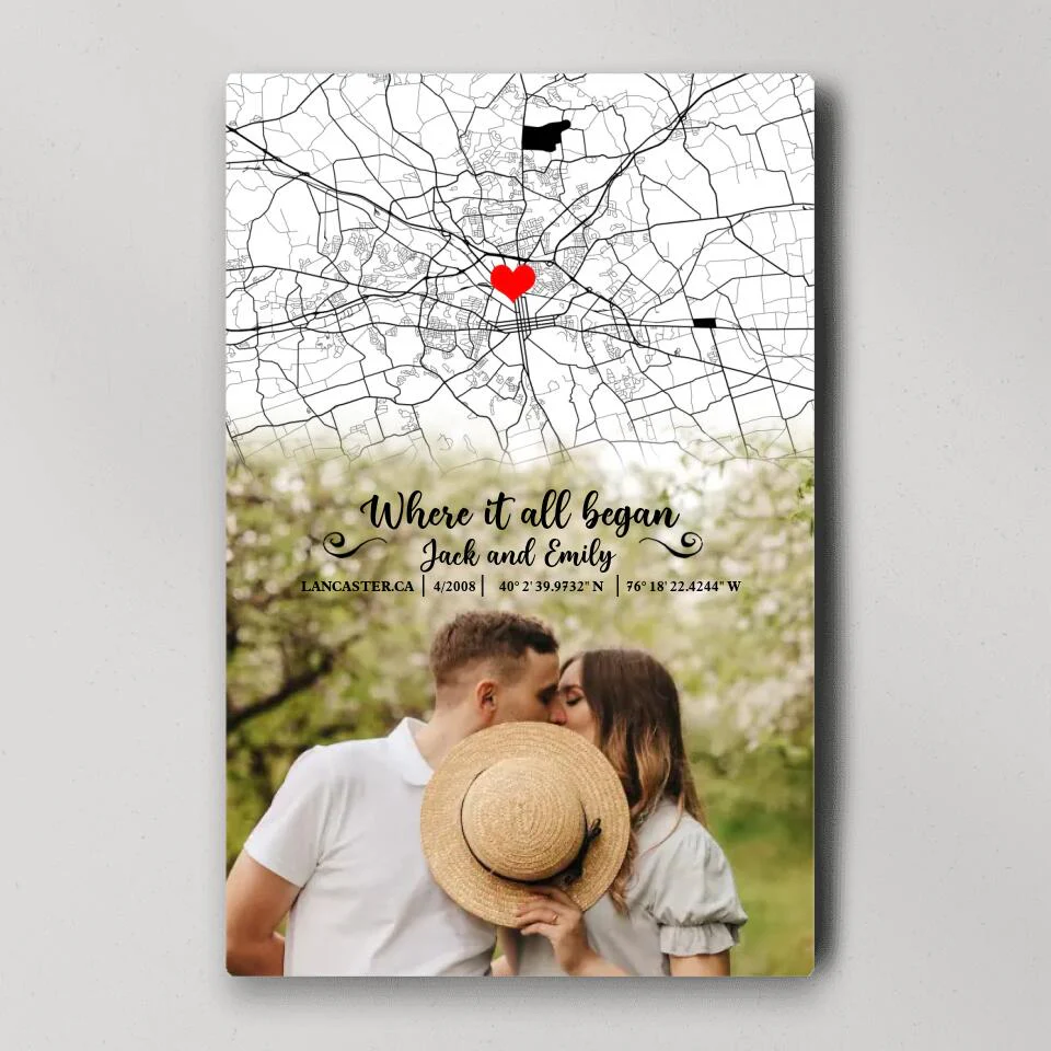 Custom Map Photo Quote Where It All Began Canvas Poster Wedding Gift For Couples - Image 7