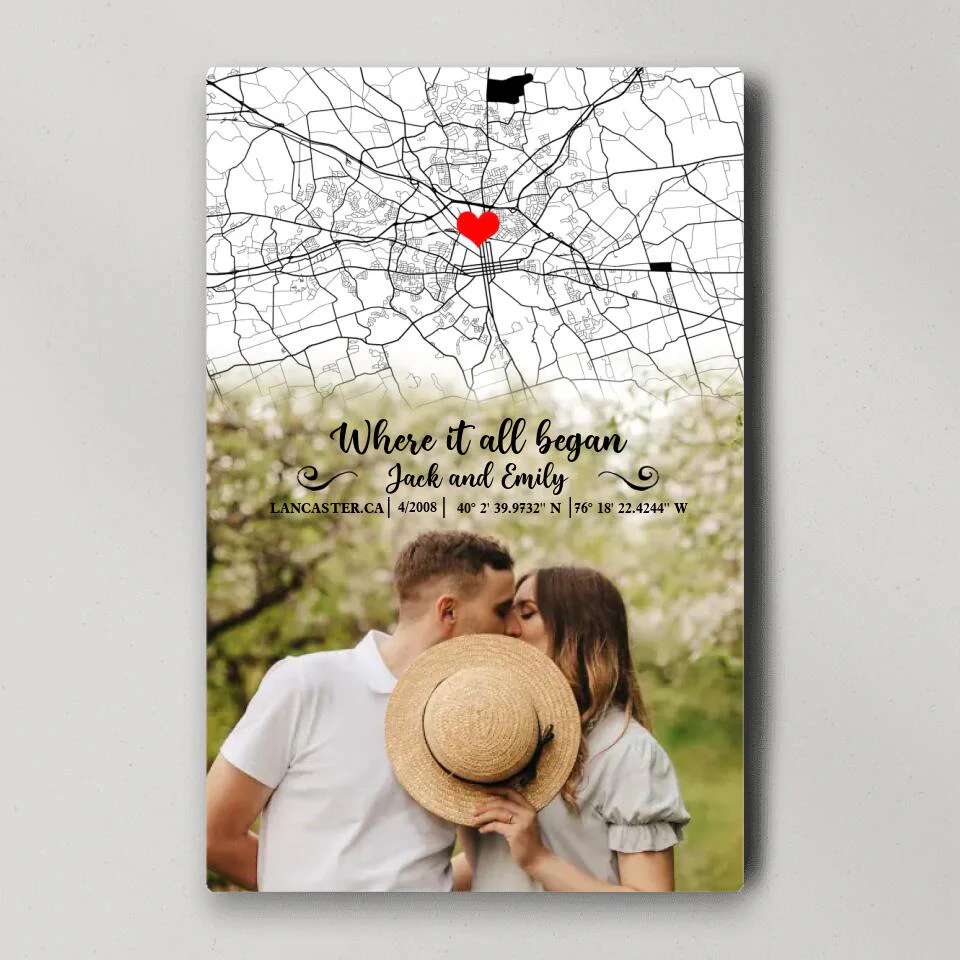 Custom Map Photo Quote Where It All Began Canvas Poster Wedding Gift For Couples - Image 8