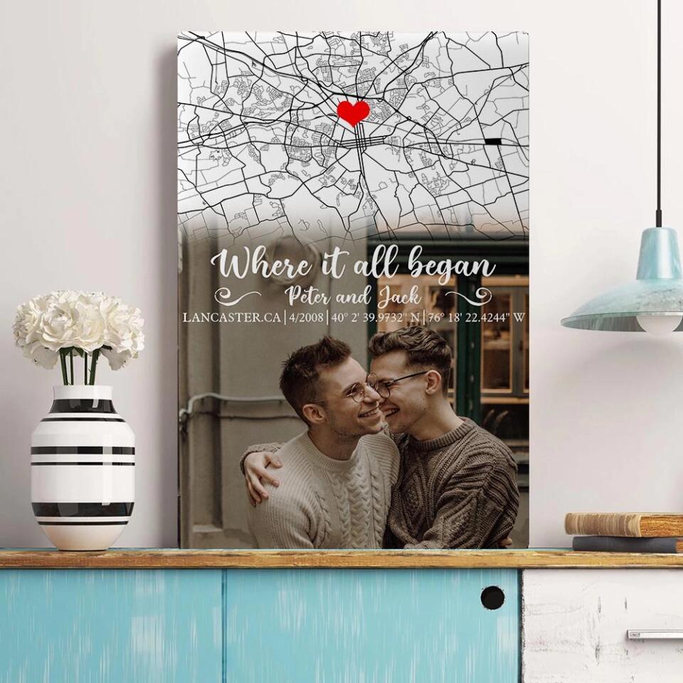 Custom Map Photo Quote Where It All Began Canvas Poster Wedding Gift For Couples - Image 9