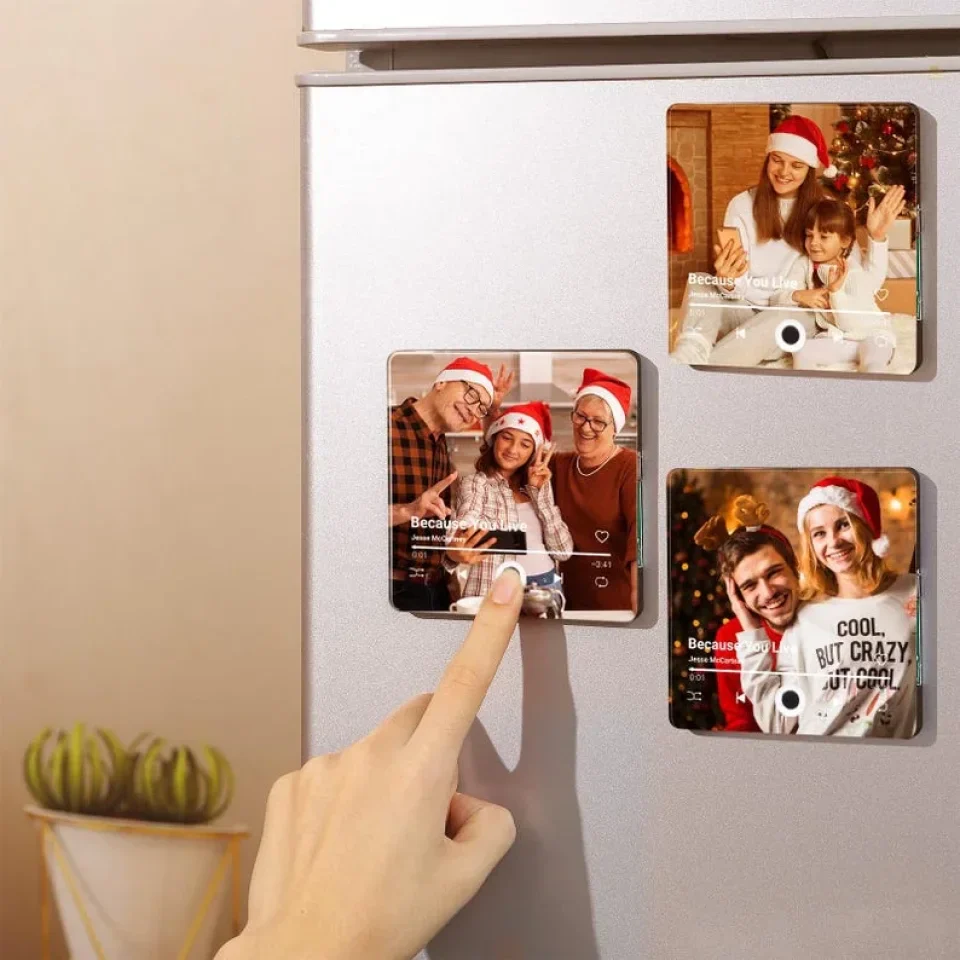 Custom Music Fridge Magnet - Photo Music Magnet - Cartoon Style - Christmas Gift, Valentine's Day Gift - Gift For Couple, Family - Photo Upload Music Fridge Magnet - Image 6