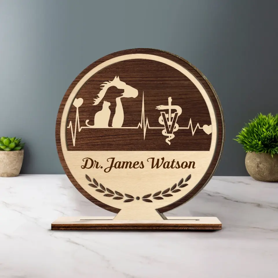 Custom Name Veterinarians Animals Care - 3 Layers Wooden Plaque - Gift for Veterinarians | 307IHPBNWP855 - Image 2