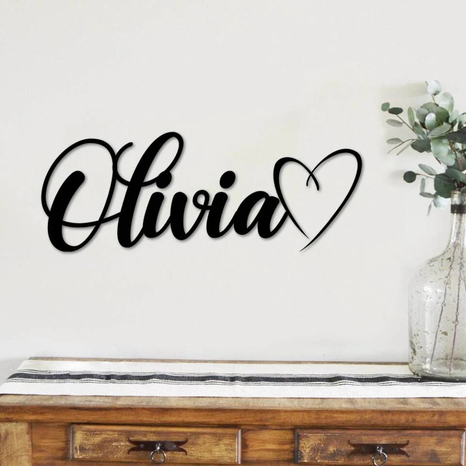 Custom Name With Heart Sign - Personalized Metal Sign - Image 3