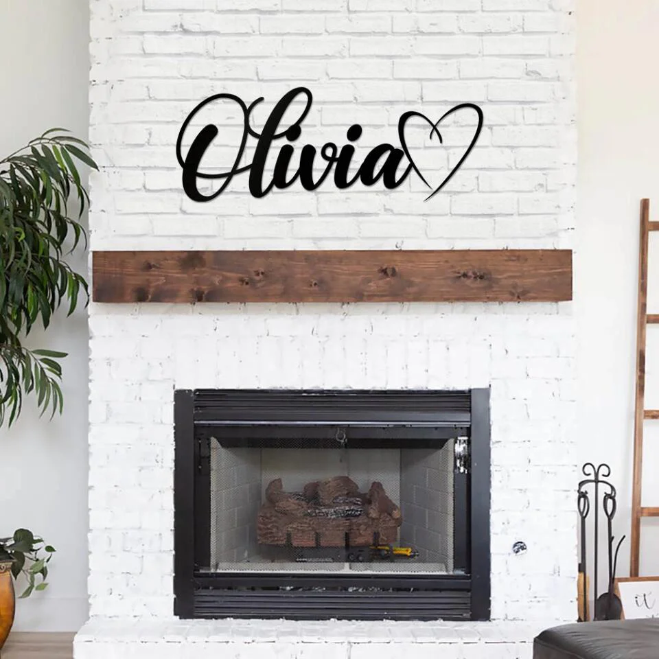 Custom Name With Heart Sign - Personalized Metal Sign - Image 4