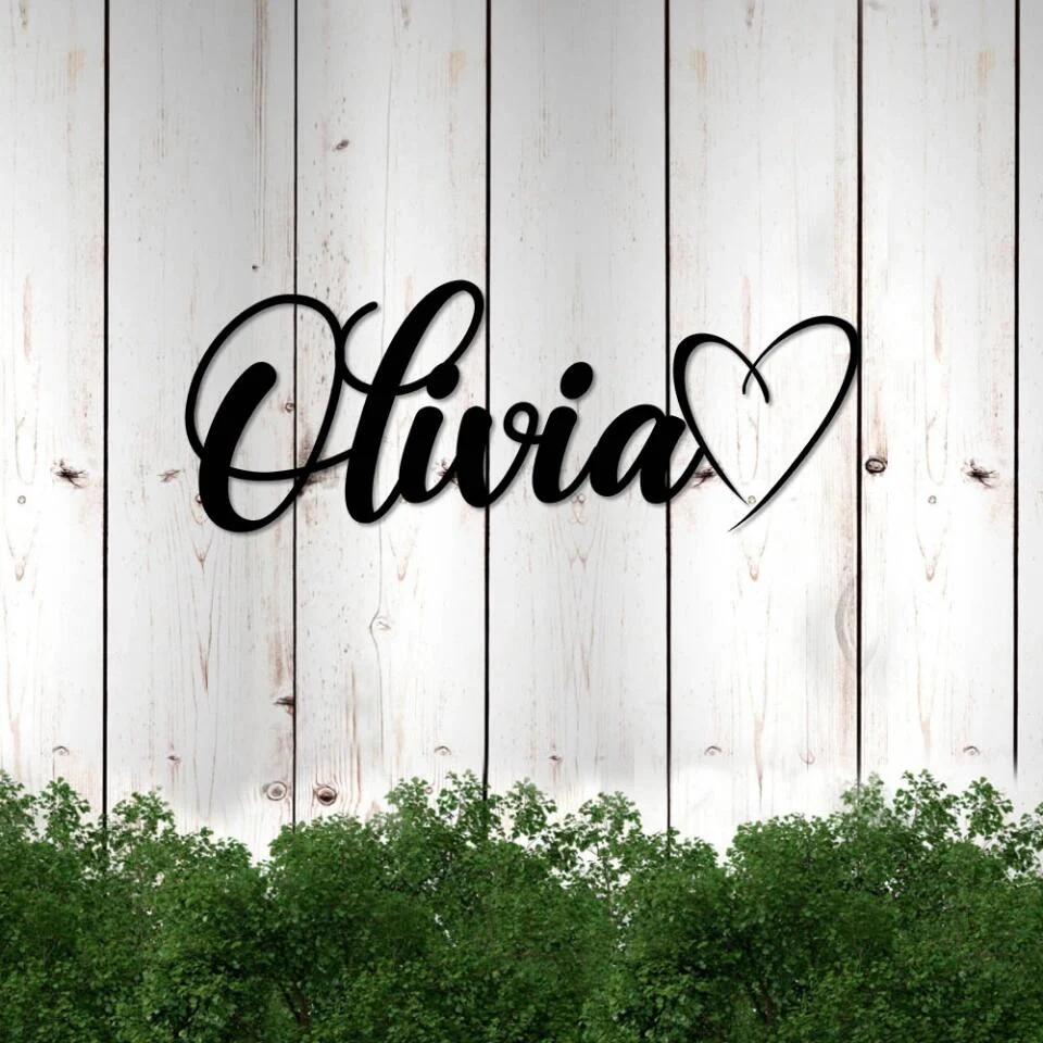 Custom Name With Heart Sign - Personalized Metal Sign - Image 5
