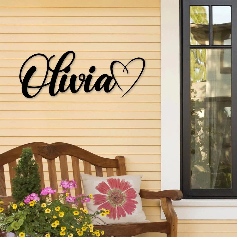 Custom Name With Heart Sign - Personalized Metal Sign - Image 6