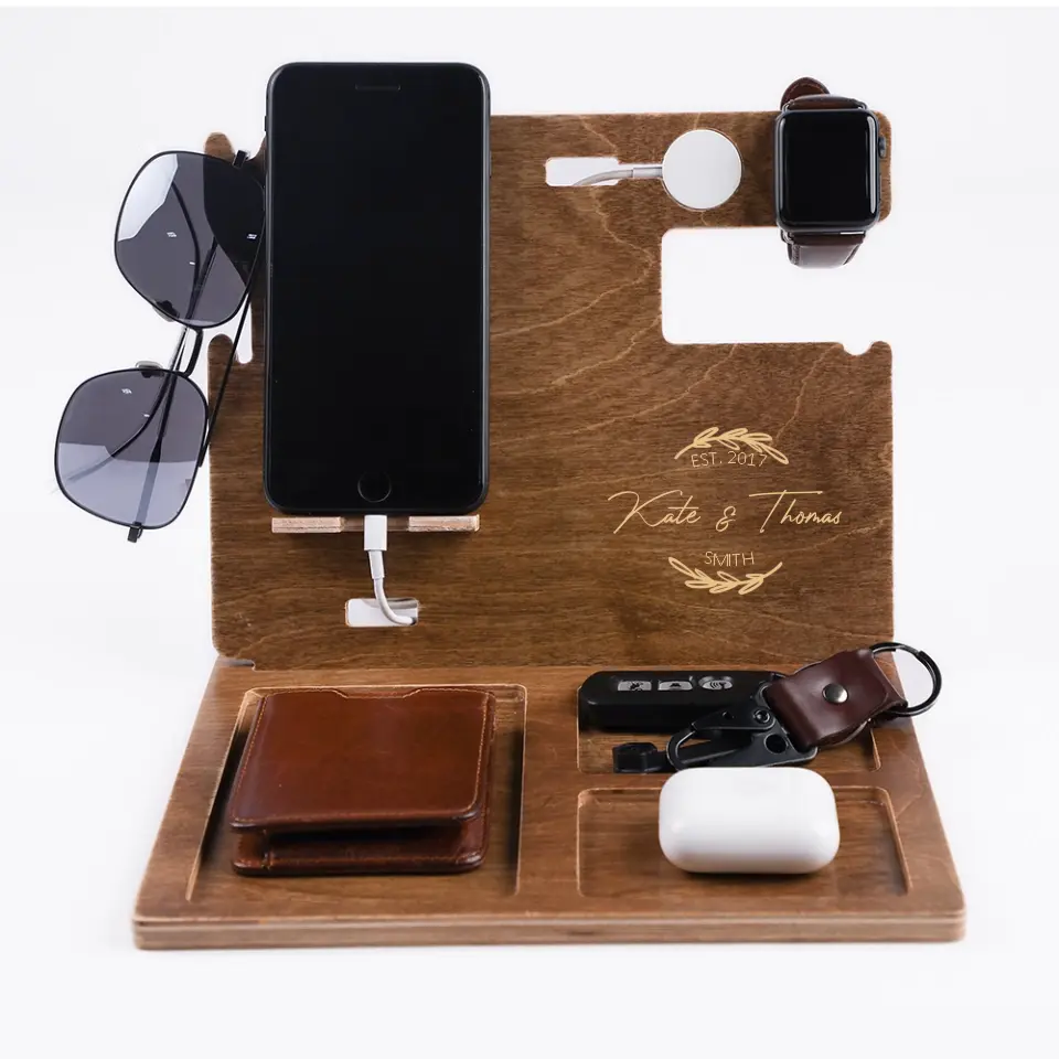 Custom Name & Year - Personalized Dock Station - Anniversary Gift For Dad and Mom - Image 3