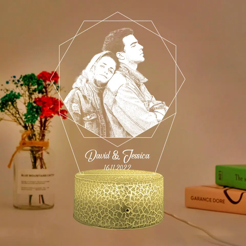 Custom Night Light with Picture - Personalized Picture Gifts - Remove Background - Anniversary, Wedding, Christmas Gift for Couples, Family - Image 2