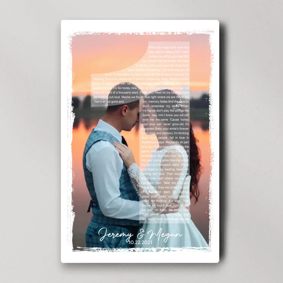 Custom Photo And Favorite Song Lyrics Custom Canvas Poster 1 Year Anniversary Gift For Couples - Image 5