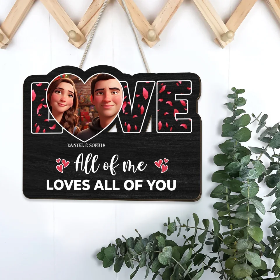 Couple Wooden Sign Custom Photo Cartoon Style - Personalized Wooden Sign for Couple - Christmas, Anniversary Gift for Her, Him - Image 4