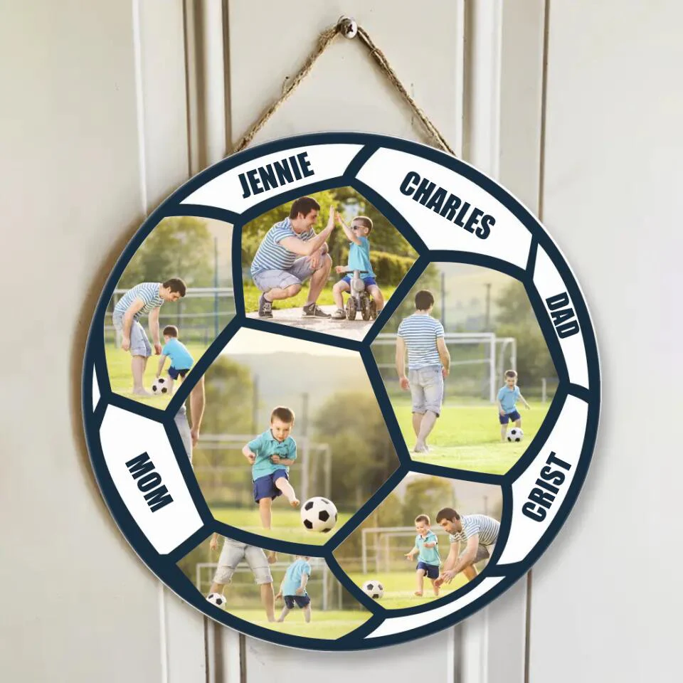 Custom Photo Round Wooden Sign Gift for Football Lovers - Image 3