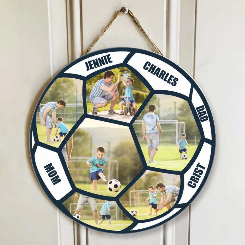 Custom Photo Round Wooden Sign Gift for Football Lovers - Image 4