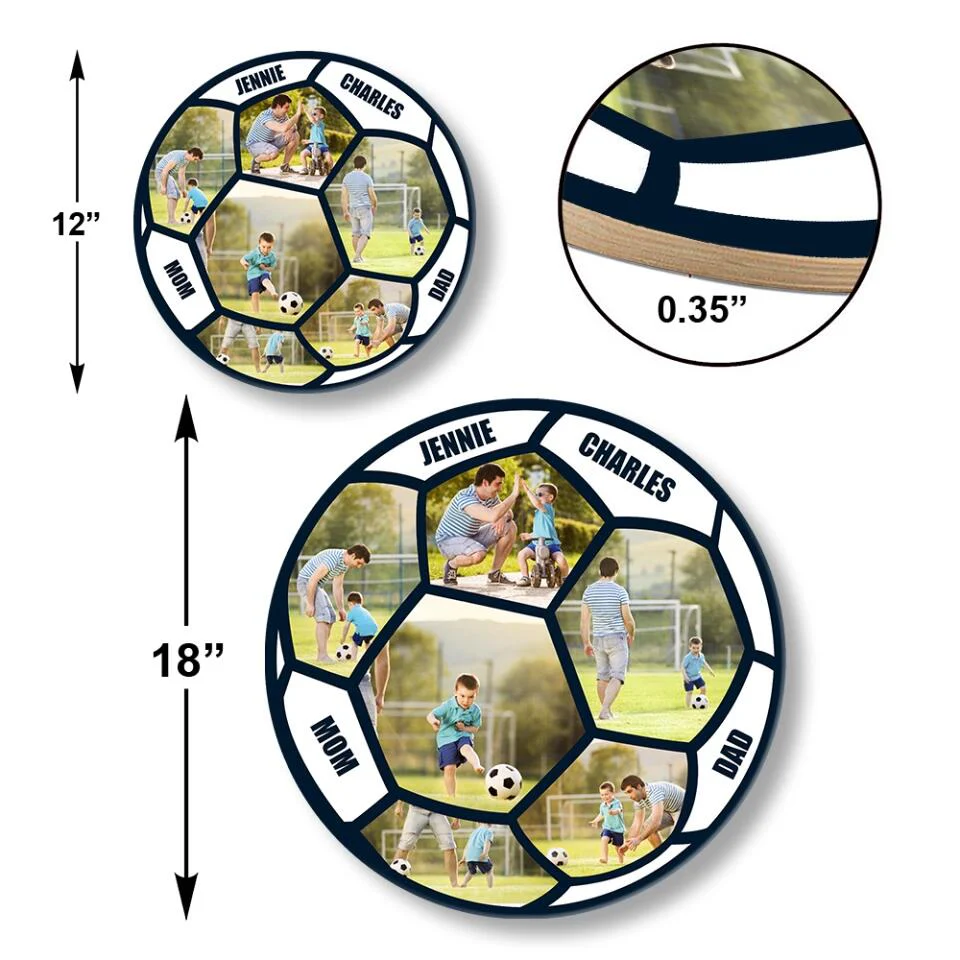 Custom Photo Round Wooden Sign Gift for Football Lovers - Image 5