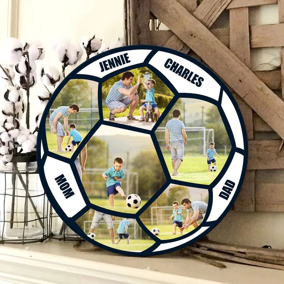 Custom Photo Round Wooden Sign Gift for Football Lovers - Image 6