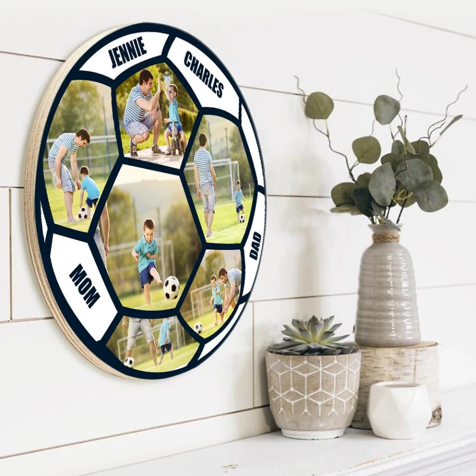 Custom Photo Round Wooden Sign Gift for Football Lovers - Image 7