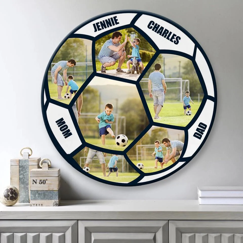 Custom Photo Round Wooden Sign Gift for Football Lovers - Image 8