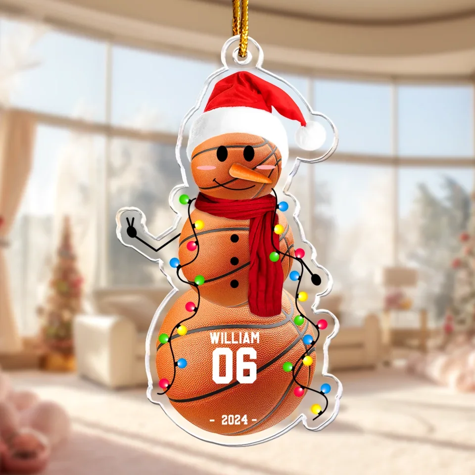Custom Sport Snowman - Gifts For Basketball, Baseball Players, Boy, Team - Personalized Acrylic Ornament - Funny Christmas Gift for Sport Lovers - Image 6