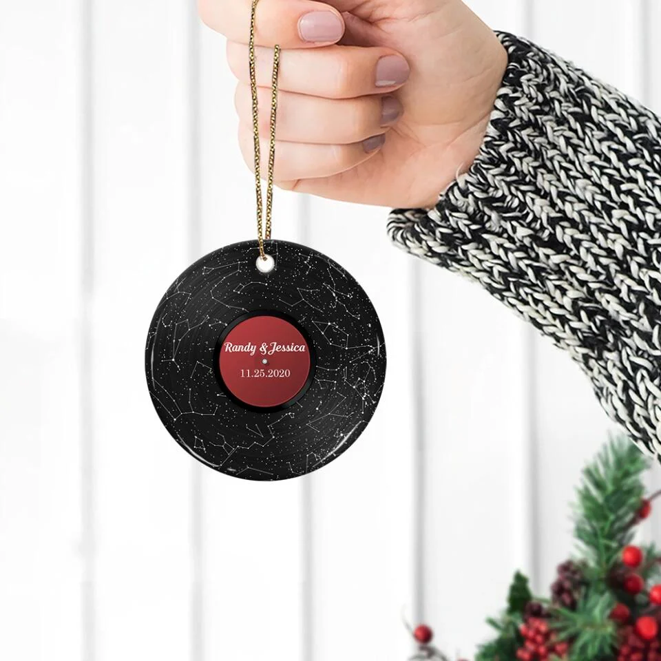 Personalized Valentine Gifts - Custom Star Map Christmas Circle Ornament 2 Sided - Image 5