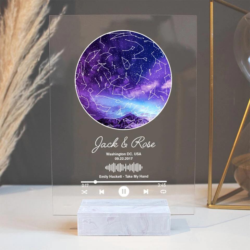 Personalized Valentine Gifts - Custom Star Map With Favorite Song Personalized Acrylic Plaque - Image 10