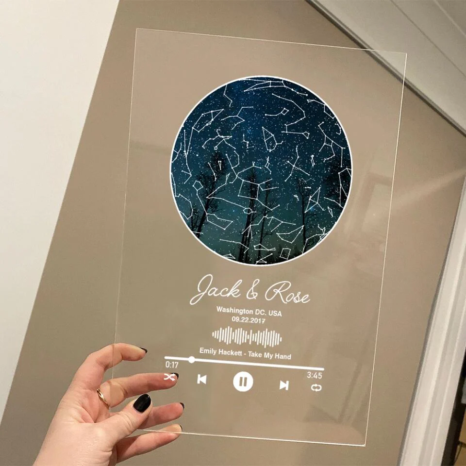 Personalized Valentine Gifts - Custom Star Map With Favorite Song Personalized Acrylic Plaque - Image 13