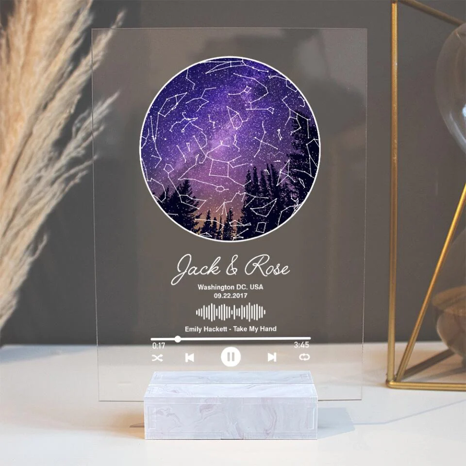 Personalized Valentine Gifts - Custom Star Map With Favorite Song Personalized Acrylic Plaque - Image 14