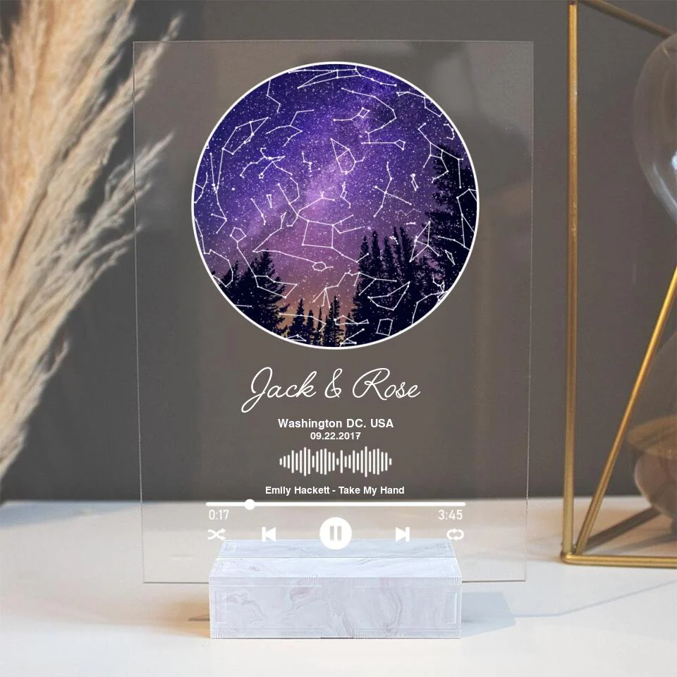 Personalized Valentine Gifts - Custom Star Map With Favorite Song Personalized Acrylic Plaque - Image 6