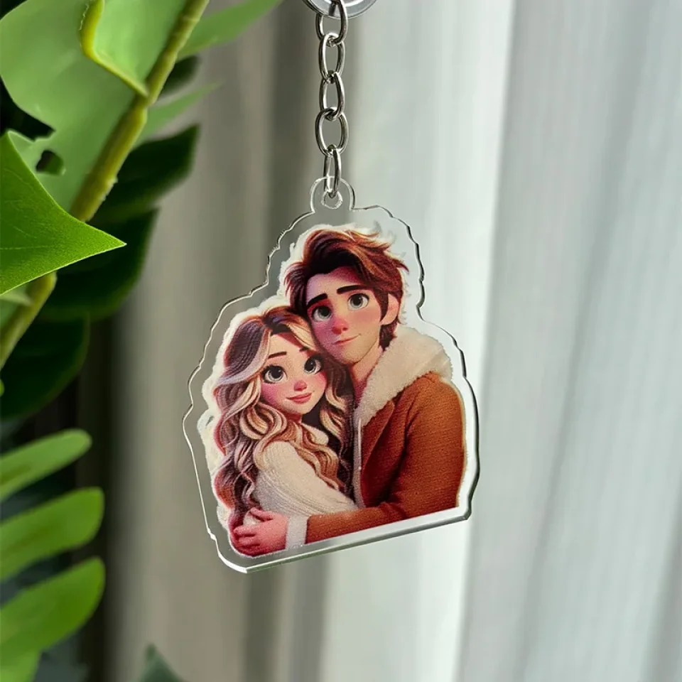 Personalized Valentine Gifts - Customized Cartoon Portrait - Personalized Portrait Keychain - Gift For Couple Friends - Image 5