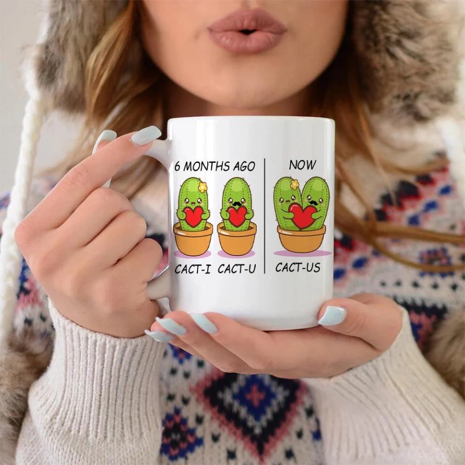 Cute Cactus Couple Cactus Custom Mug Anniversary Gift For Couple - Image 4