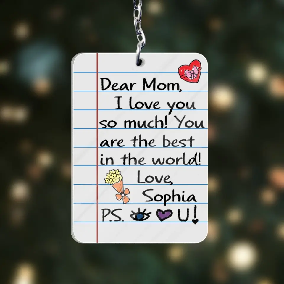 Cute Handwriting Acrylic Keychain Gift from Kid to Mom for Mother's Day - Image 3