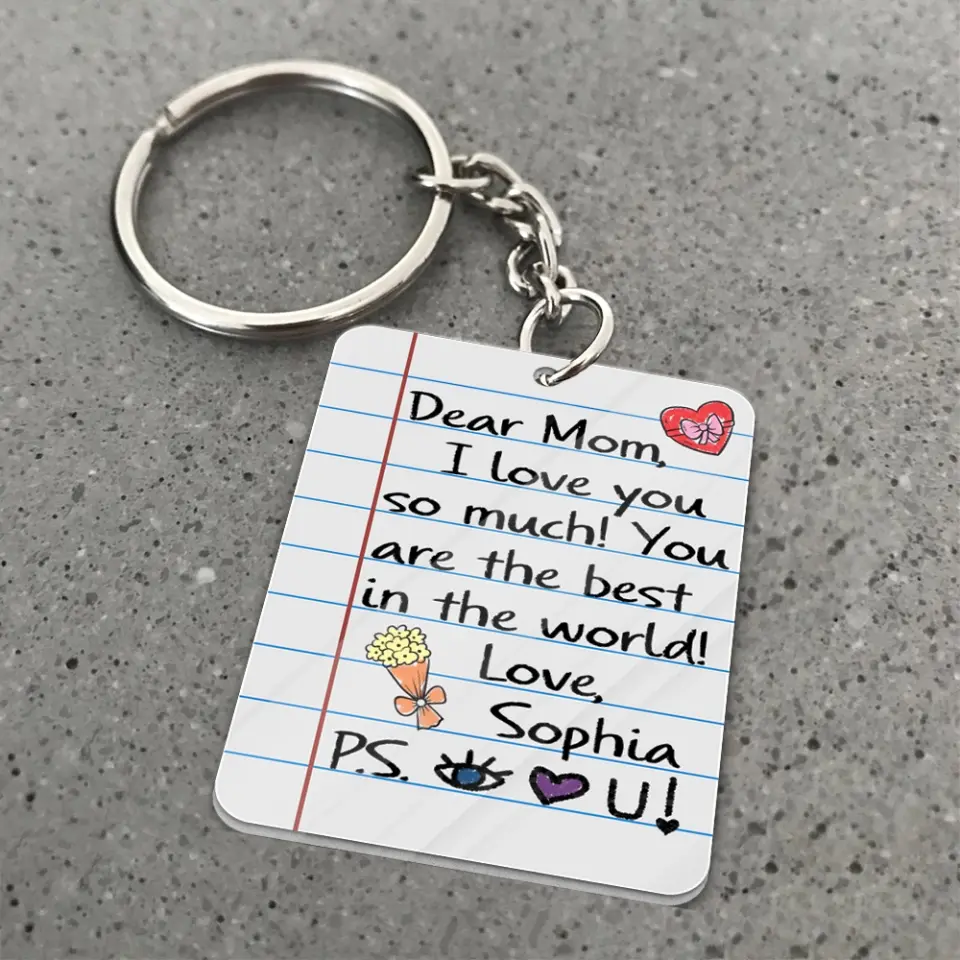 Cute Handwriting Acrylic Keychain Gift from Kid to Mom for Mother's Day - Image 4