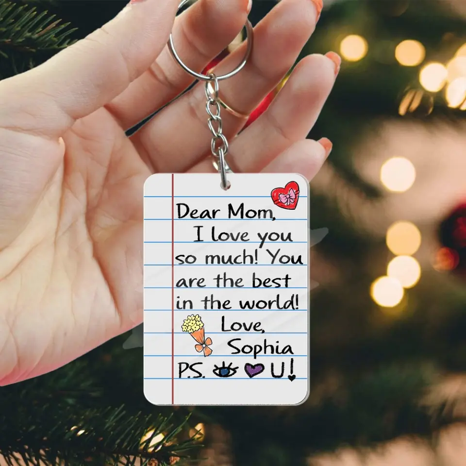 Cute Handwriting Acrylic Keychain Gift from Kid to Mom for Mother's Day - Image 5