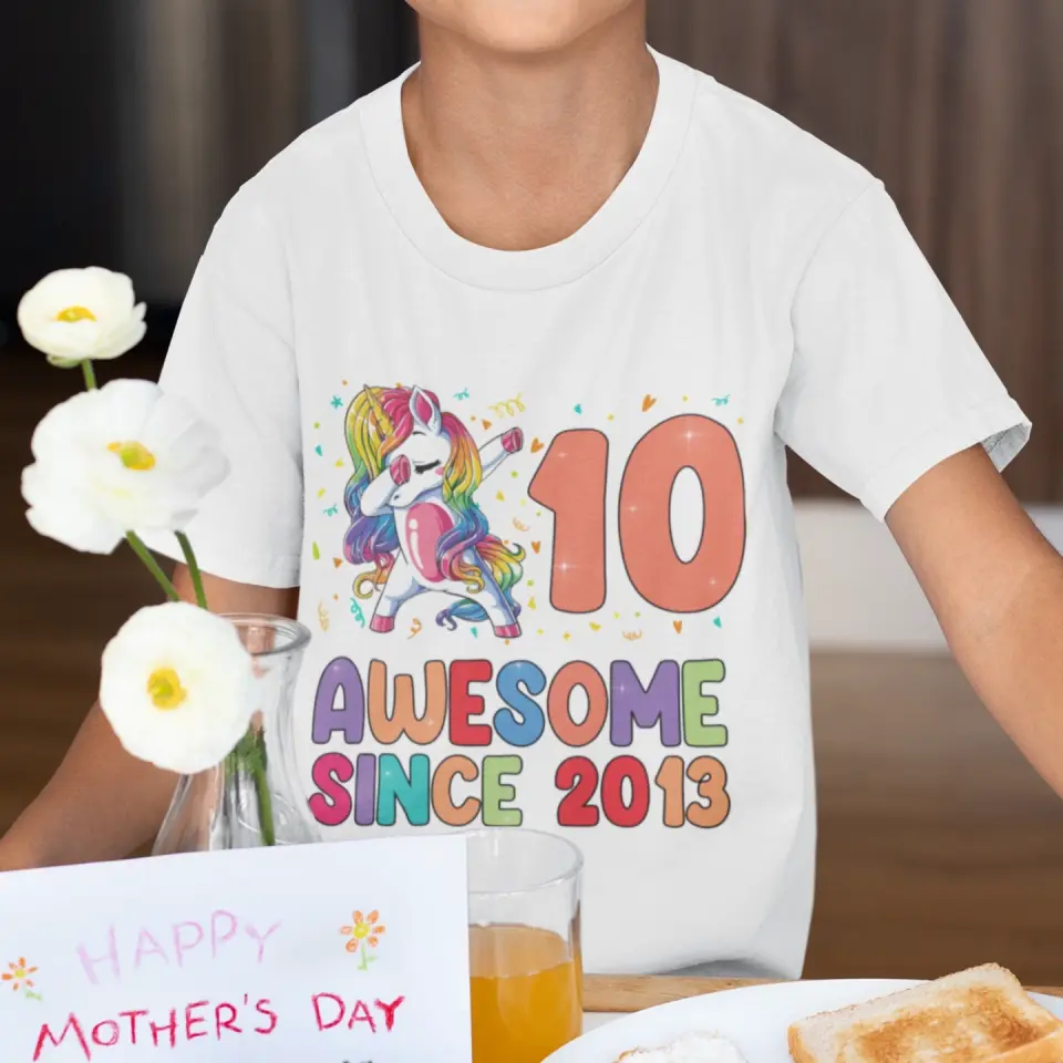 Dabbing Unicorn Awesome Since Custom Youth T-Shirt Birthday Gift For Children - Image 6