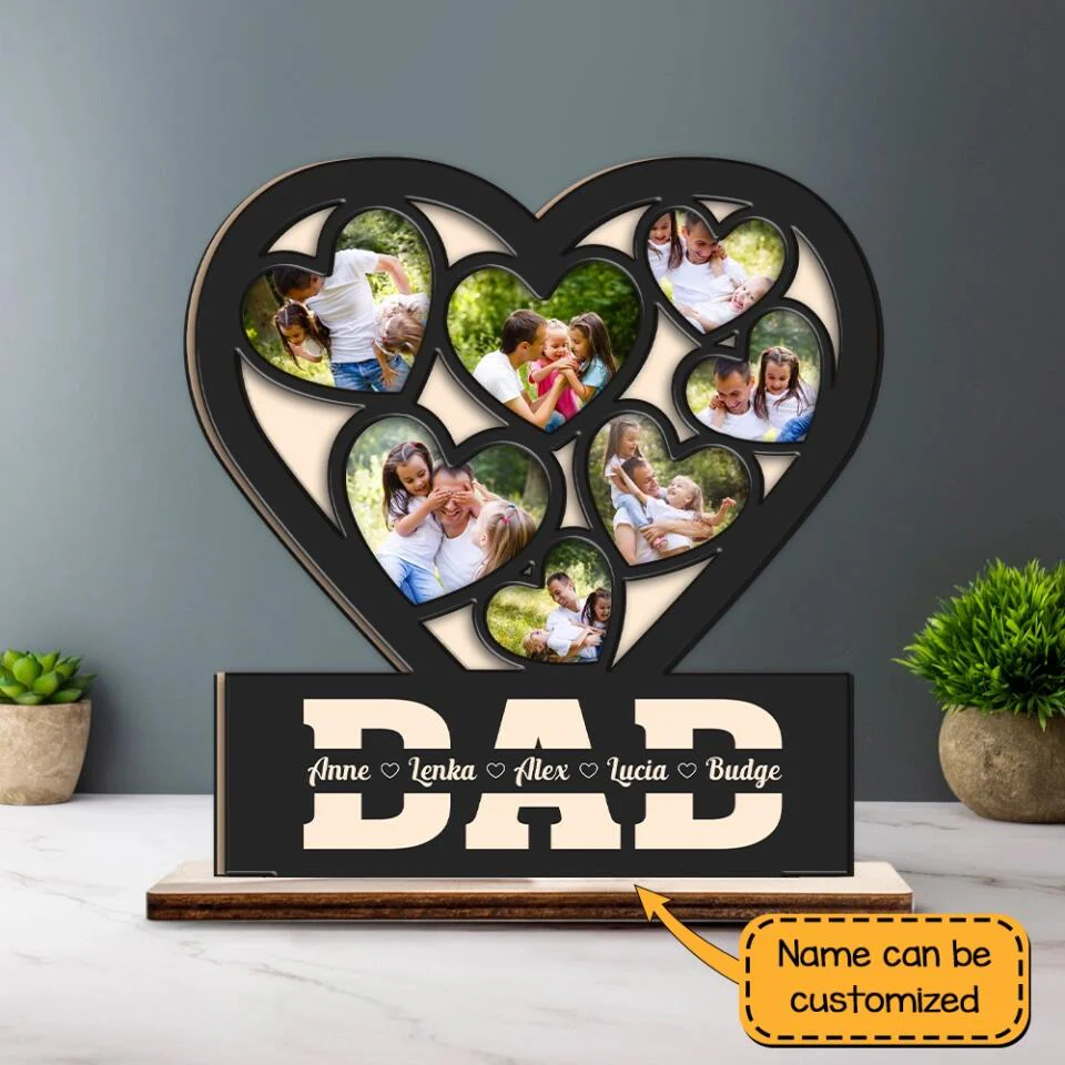 Dad In Our Heart - Personalized Wooden/Acrylic Plaque - Best Gift For Dad/Father For Him On Anniversary - Father's Day Gify - 302ICNNPWP178 - Image 3