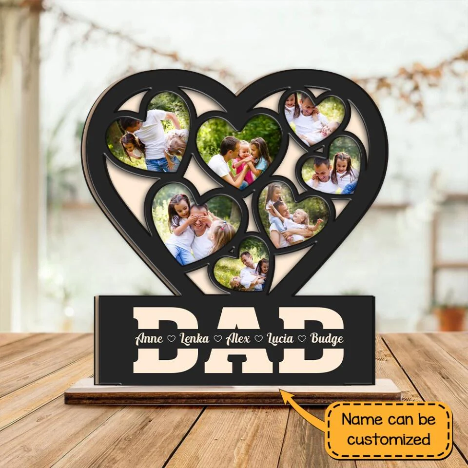 Dad In Our Heart - Personalized Wooden/Acrylic Plaque - Best Gift For Dad/Father For Him On Anniversary - Father's Day Gify - 302ICNNPWP178 - Image 4