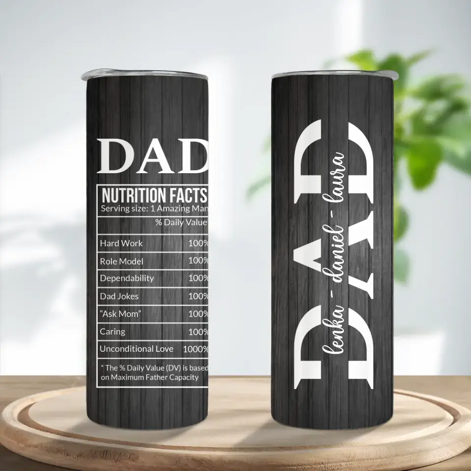Dad Nutrition Facts Personalized 20oz Tumbler - Image 2