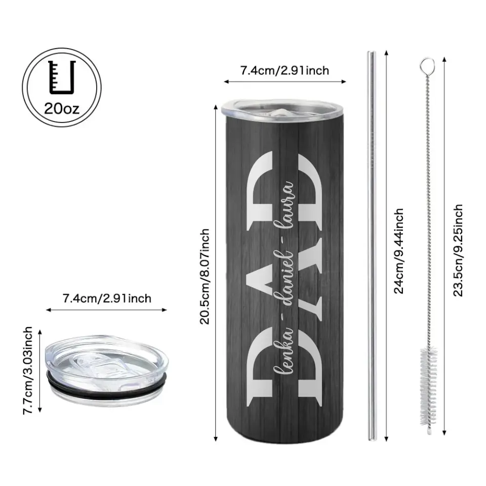 Dad Nutrition Facts Personalized 20oz Tumbler - Image 6